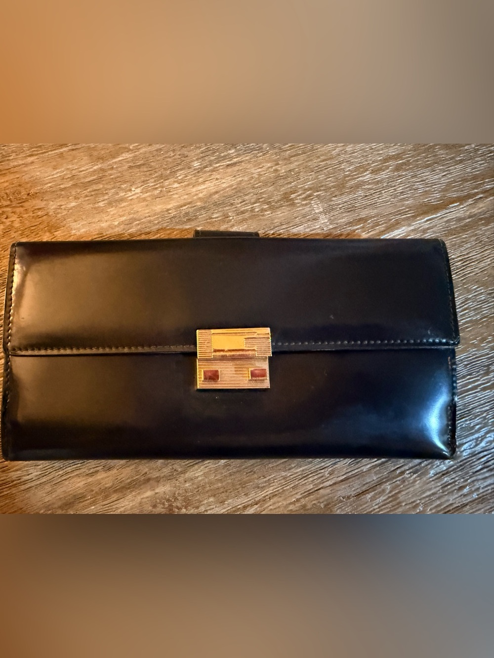 Vintage Patent Leather Gucci continental Black Wallet